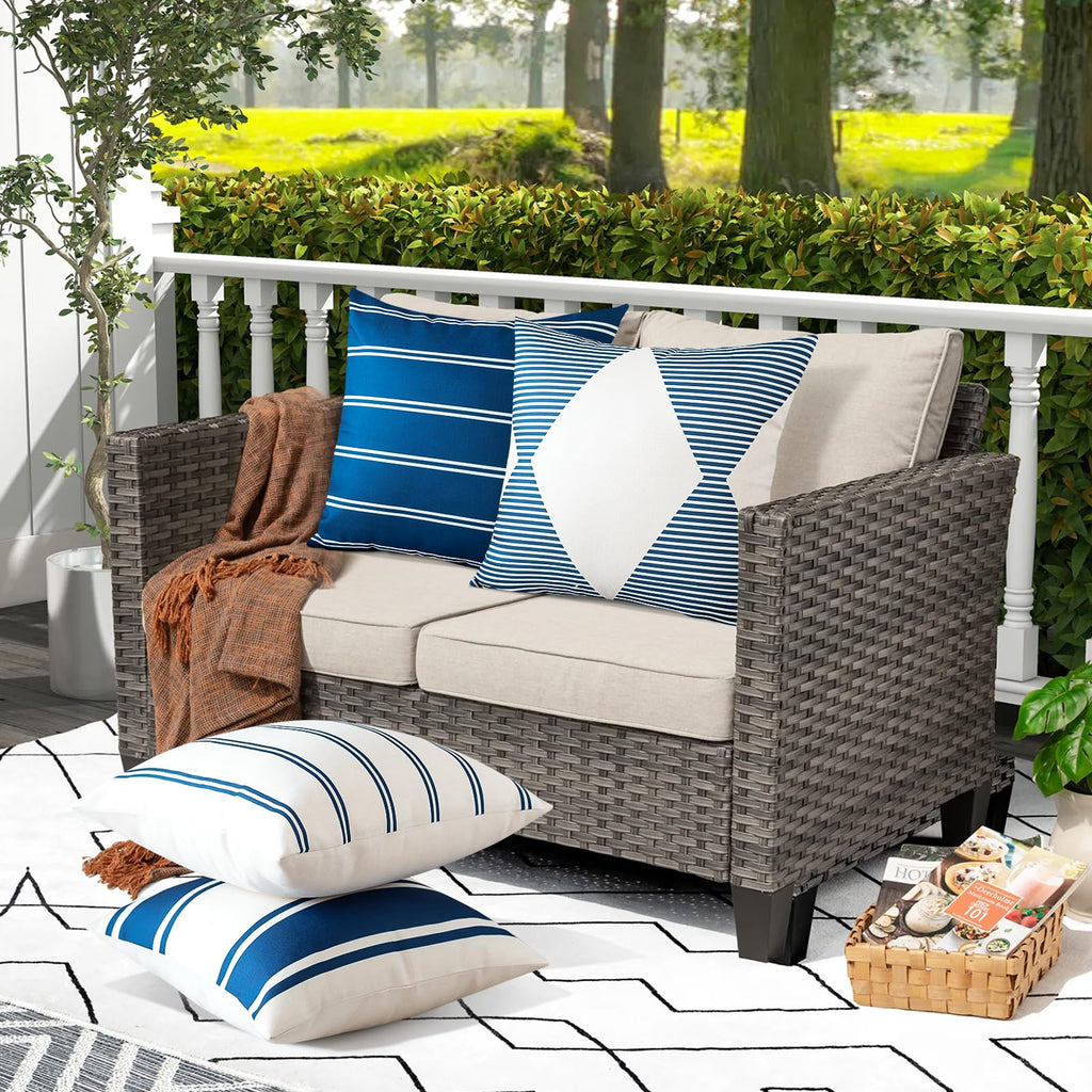 Decorative Outdoor Throw Pillow Covers 16x16 Inch Waterproof Geometry Pillow Cover Garden Cushion Case Patio Outdoor