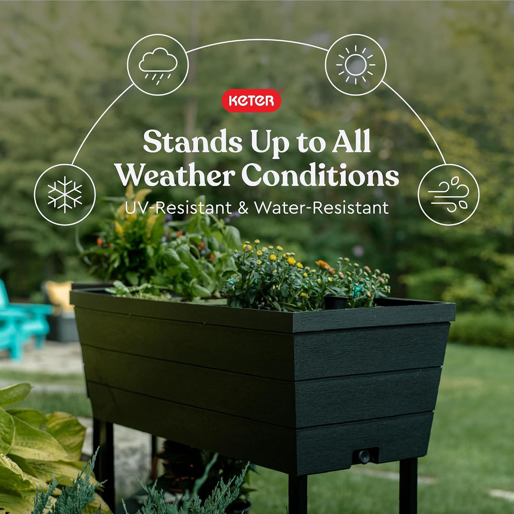 Urban Bloomer 12.7 Gallon Raised Garden Bed and Outdoor Herb Garden Planter with Self Watering Gauge and Drainage
