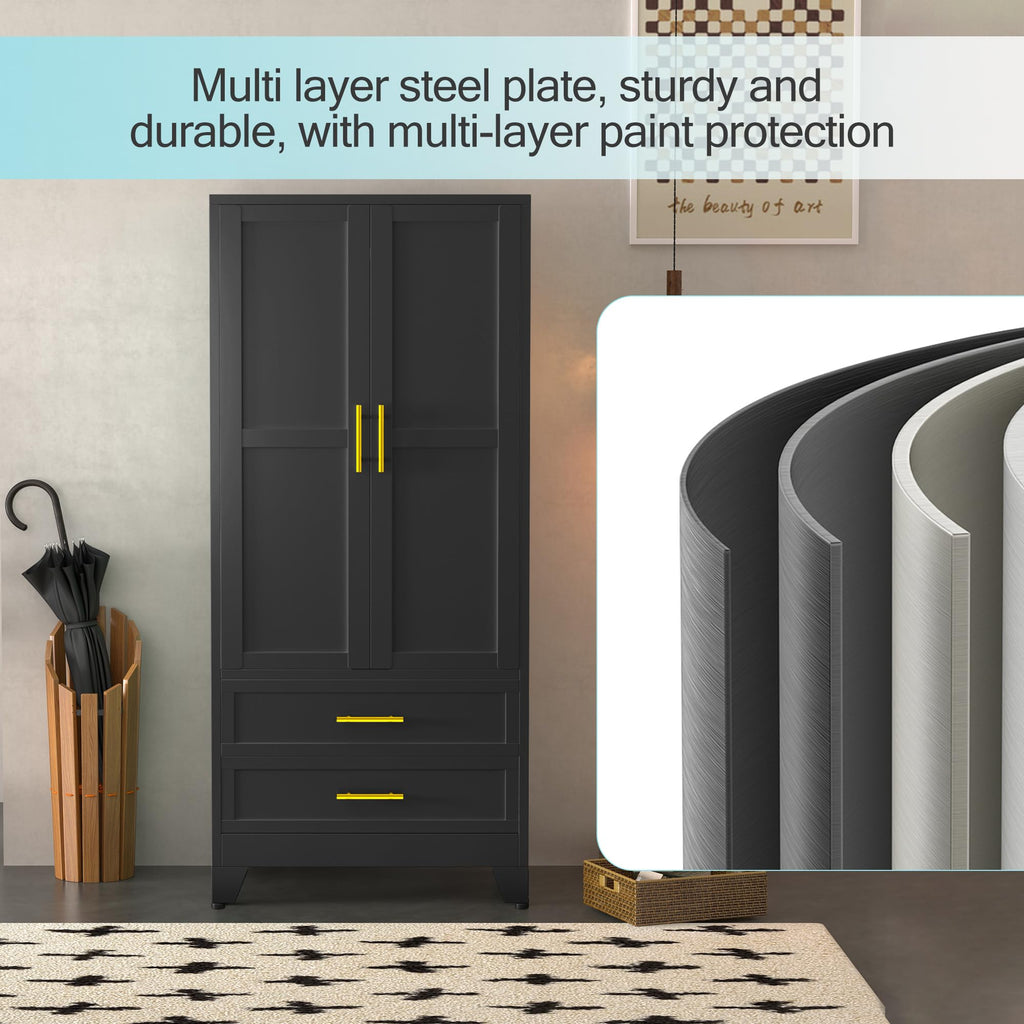 Metal Armoire Wardrobe Closet, 71 "Metal Clothing Storage Cabinet