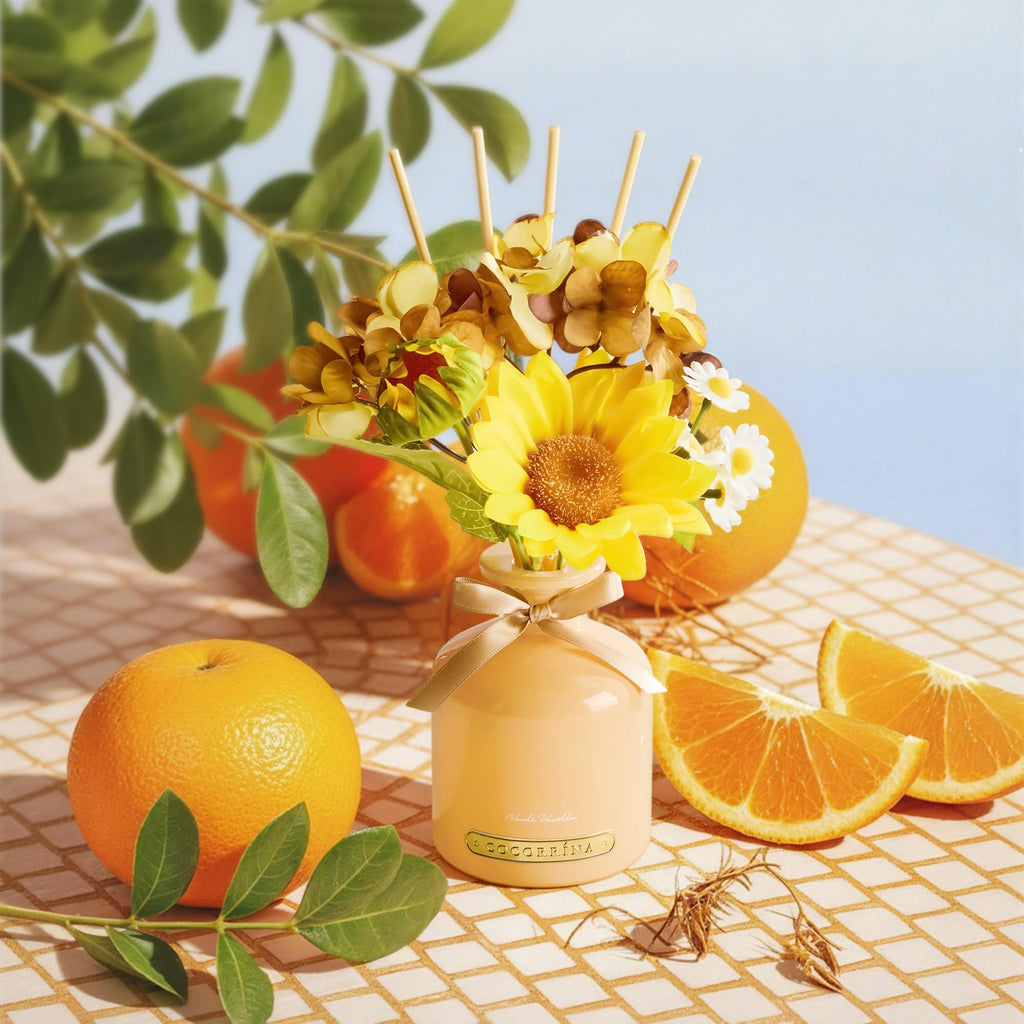 Reed Diffuser Set, 6.7oz Flower Reed Diffuser with Sticks, Neroli Vanilla Essential Oil, Long Lasting Home Fragrance