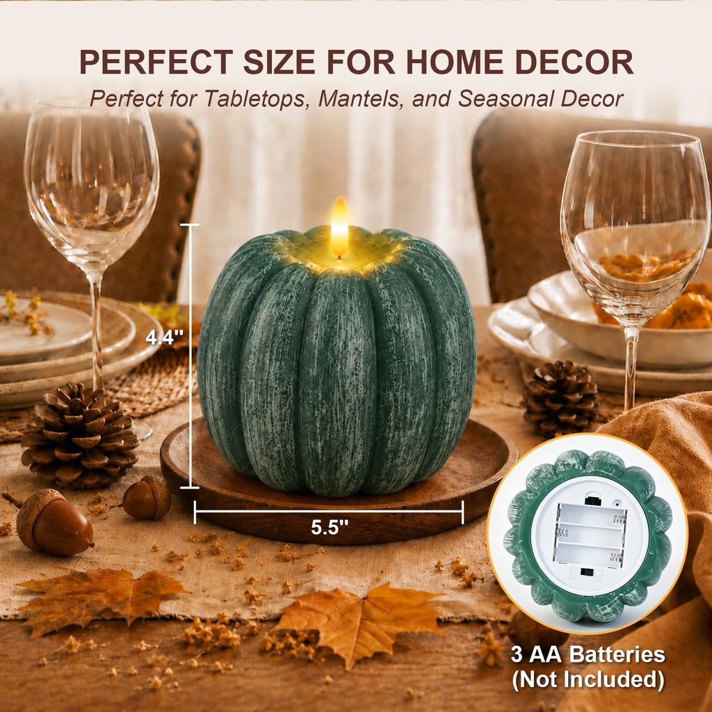 Flameless Wax Pumpkin Candle Flickering with Remote for Fall Decor