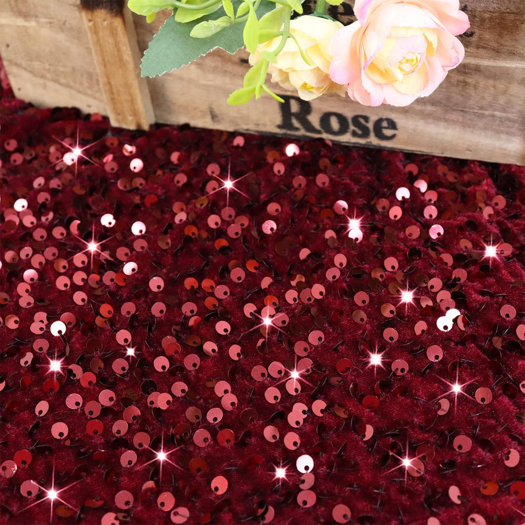 Sequin Fabric by The Yard Burgundy Sequins Fabirc 2 Yards Payette Sequin Fabric Soft Velvet Material for Sewing Dress