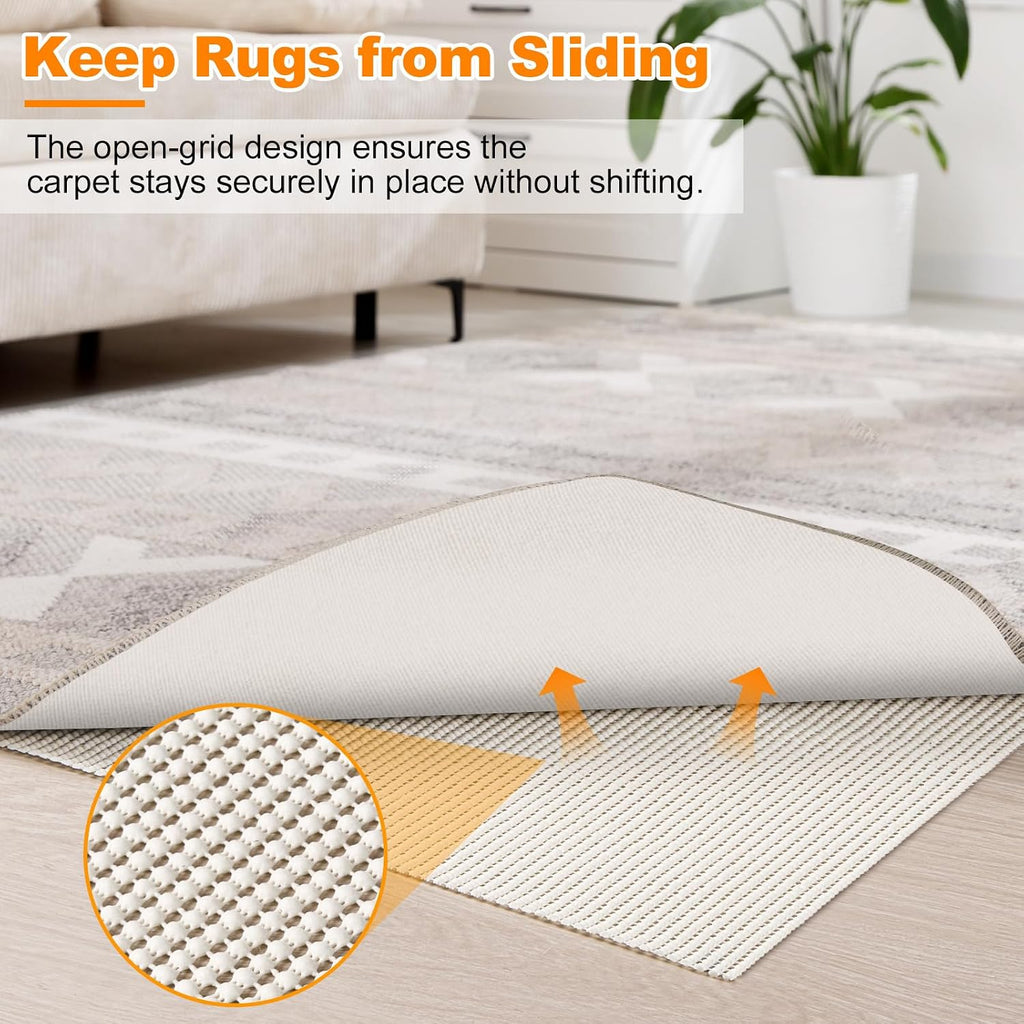 Non-Slip Rug Pad 9x12 FT, White - Set of 108