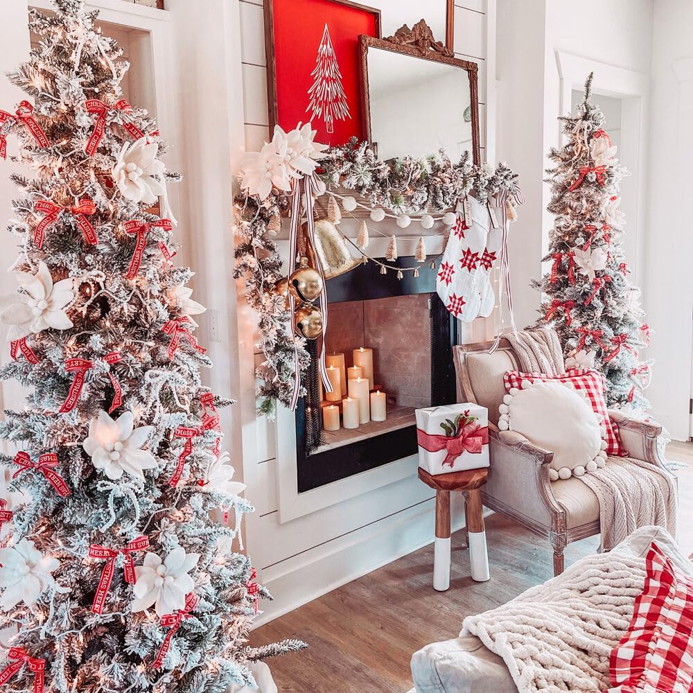 7.5-Ft Slim Mountain Pine Snow Flocked Christmas Tree