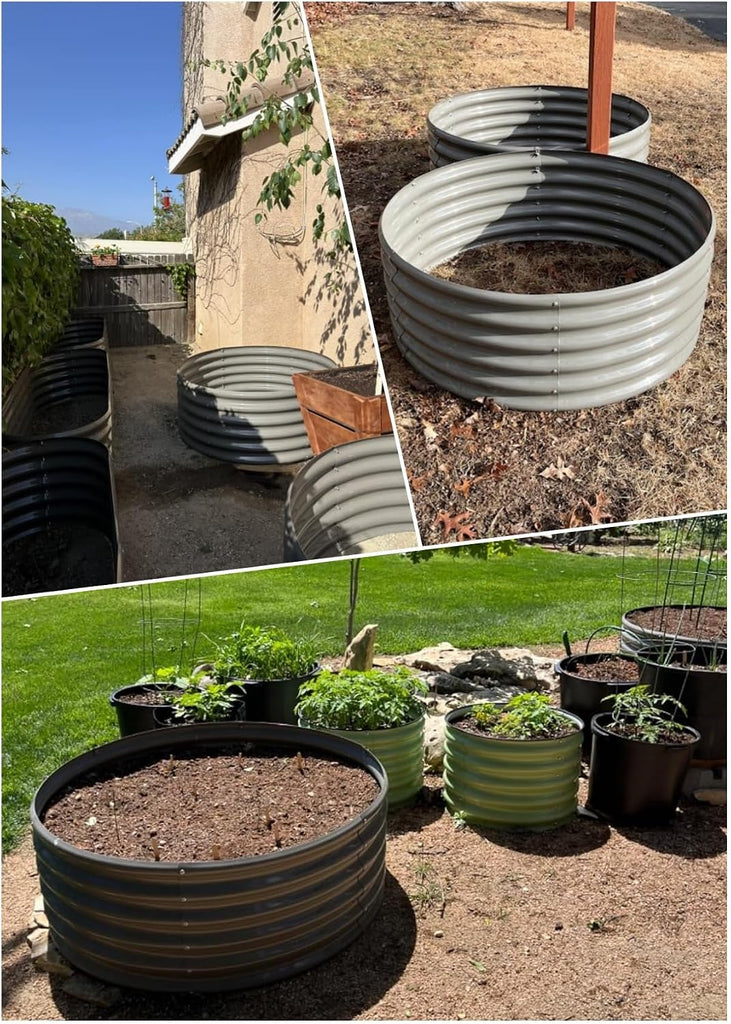 Anleolife 2-Pack 4ft x 18in Round Raised Garden Beds, Quartz Grey | Two Complete 4ft Circular Beds Create Separate