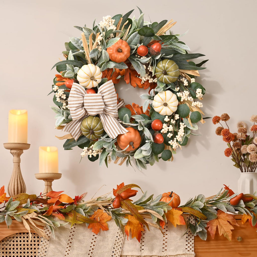 22'' Fall Wreaths for Front Door, Fall Decorations Autumn Wreath