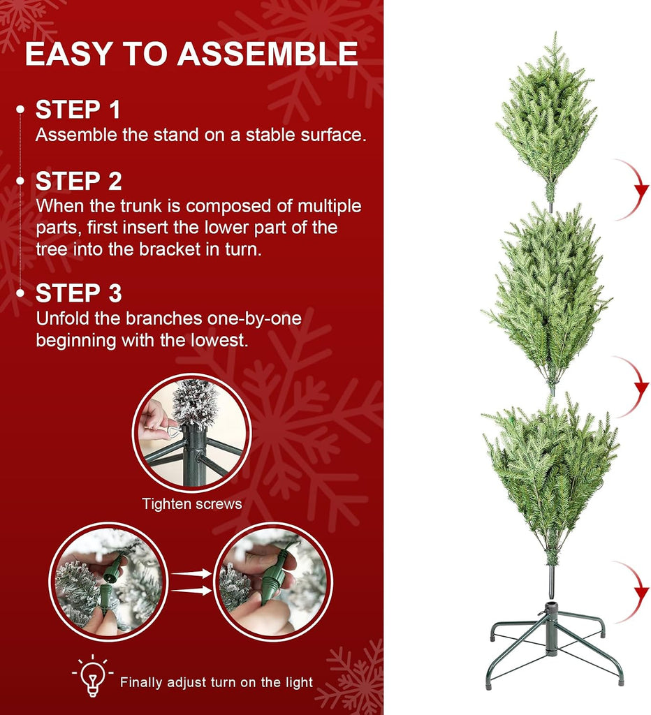 Prelit Christmas Tree, Green Full Artificial Christmas Tree Majestic Evergreen Fir with 300 Warm