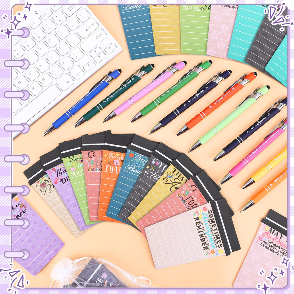 72 Set Employee Appreciation Gifts Bulk Team - 72Pack Coffee Cup Notepad+72 Ballpoint Pens+ 72 Drawstring Gift Bags