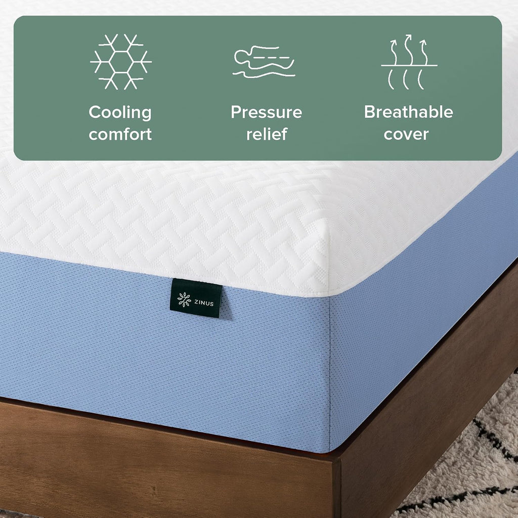 10 Inch Queen Cooling Essential Memory Foam Mattress, Medium Feel | Designed for Cooler Sleep, Soothing Pressure