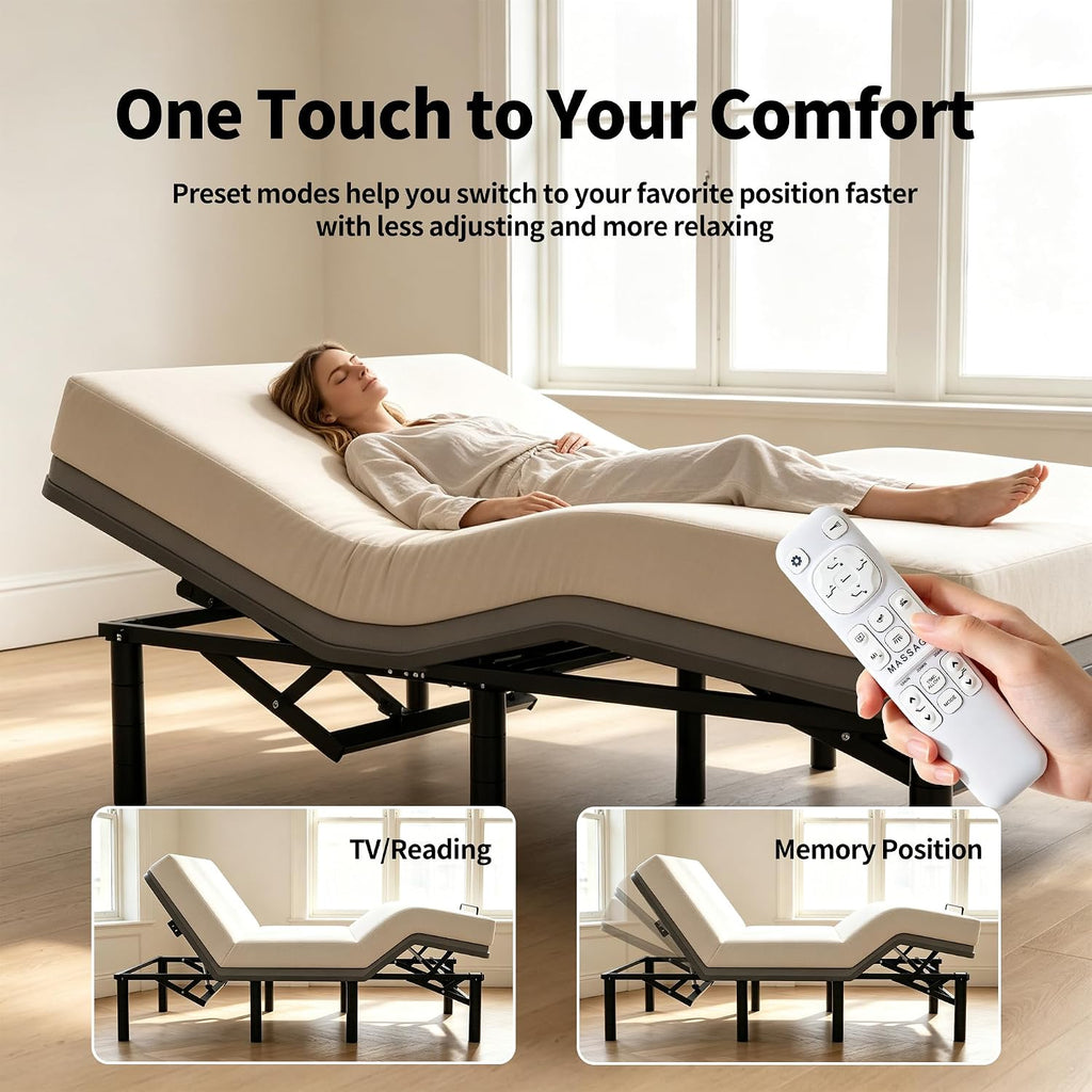 Queen Adjustable Bed Frame with Massage, Zero Gravity & Wireless Remote