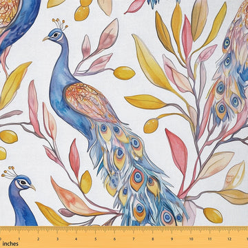 Peacock Animal Fabric By The Yard Decorative Soft