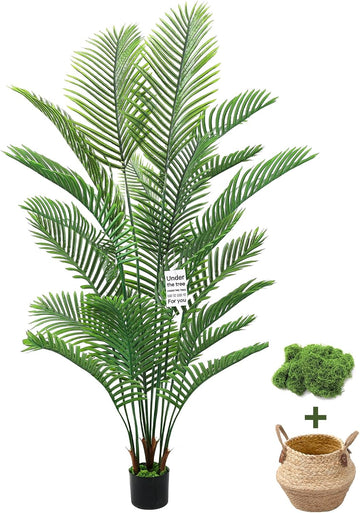 6FT Artificial Palm Tree with Hand-Woven Basket