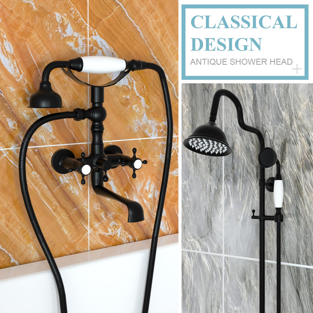 Vintage Handheld Shower Head with 59" Flexible Hose, Black