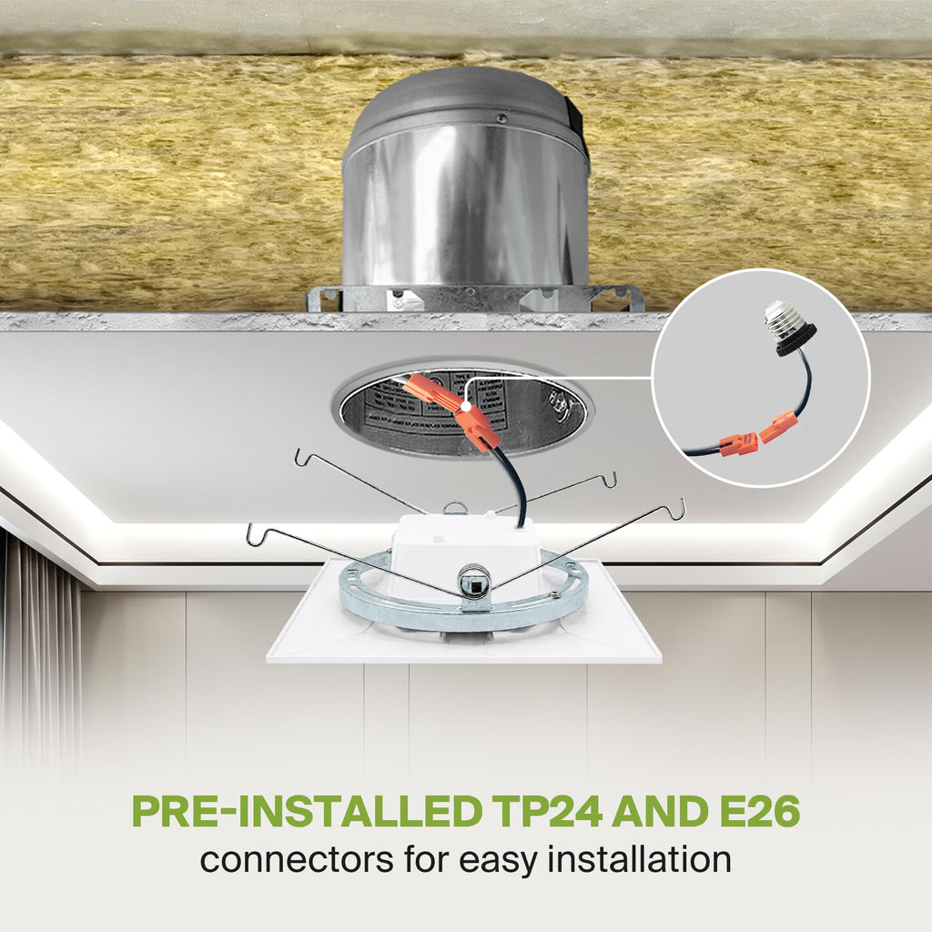 LED Retrofit 6 Inch Recessed Lights - Square 12W 1050LM 2700-5000K LED Recessed Lighting 6 Inch, Wet Rated Dimmable