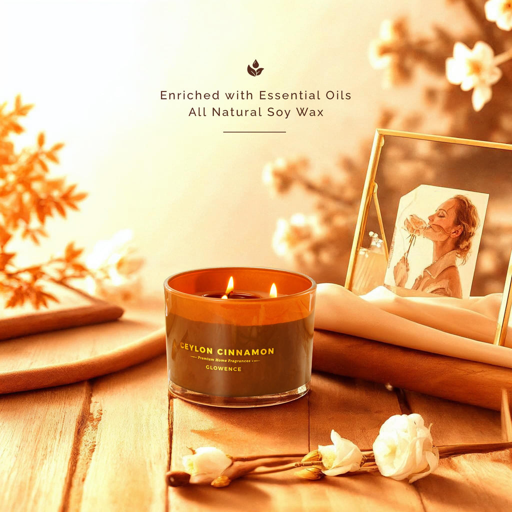 Luxury Cinnamon Scented Fall Candle - Housewarming Fall & Christmas Candle - Elegant Gift for Women & Men - 100%
