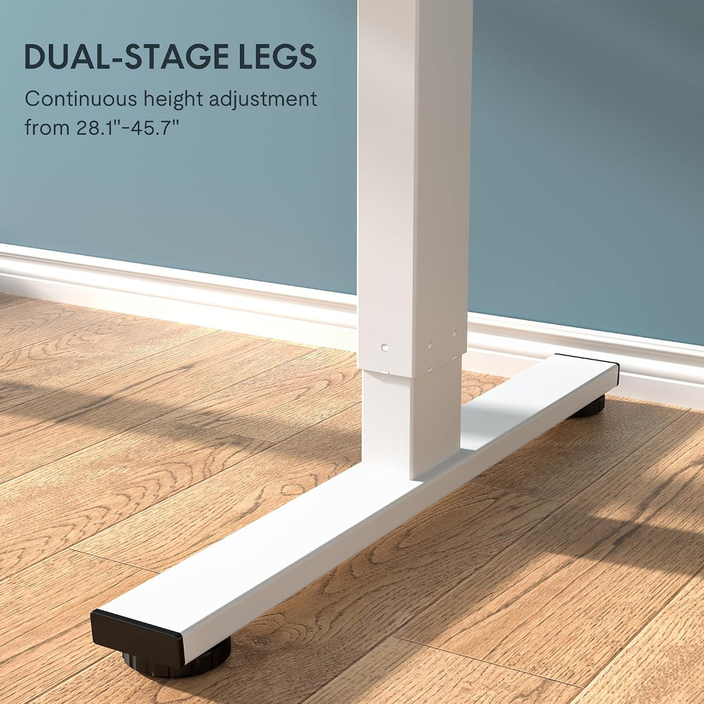 EN1 Height Adjustable Standing Desk Frame, White | Memory Controller, Electric Sit Stand Desk Base, Home and Office