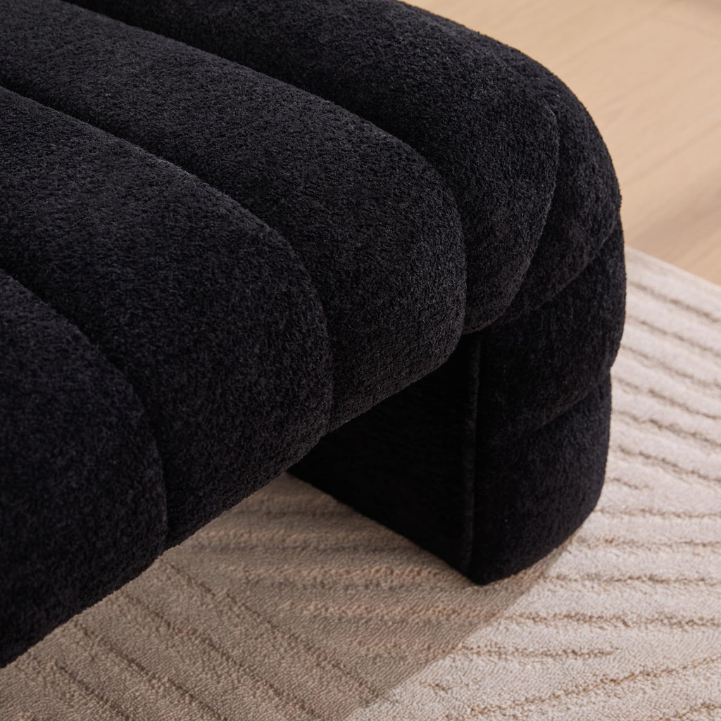 69.7" Modern Upholstered Armless Bed Bench, Channel Tufted Couch Daybed Chaise, Chenille Ottoman Foot Stool, Window