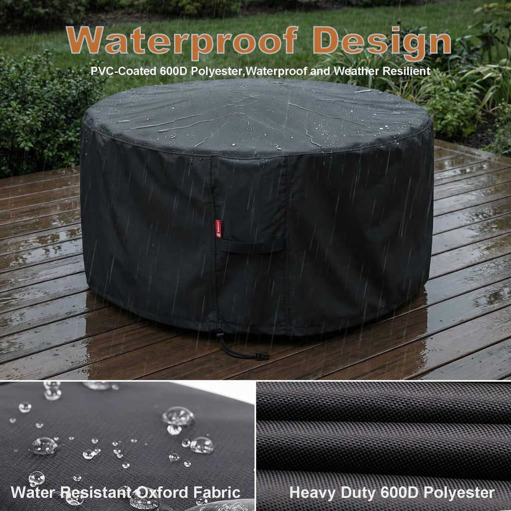 Fire Pit Cover 36"x34", Waterproof Fabric 600D Polyester