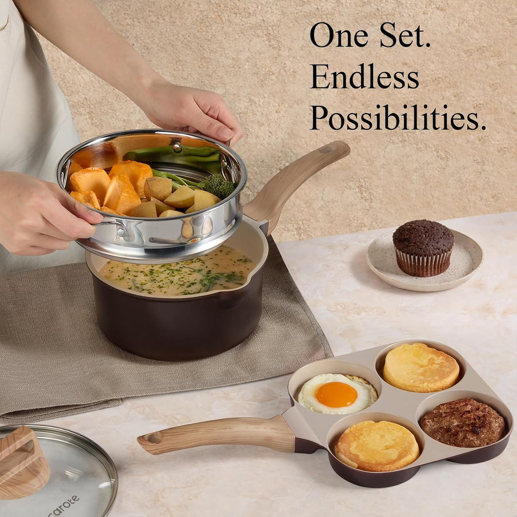 21pcs Ceramic Cookware Sets, Pots and Pans Set | Healthy Cooking Set, Non-Toxic Induction, Ultra Durable, Easy Clean