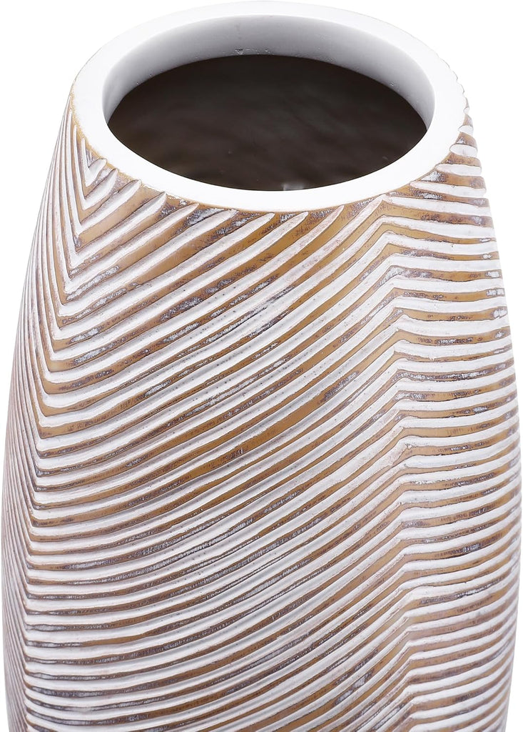Decorative Tall Floor Vase Decor, 34 inches, White Wash, Resin