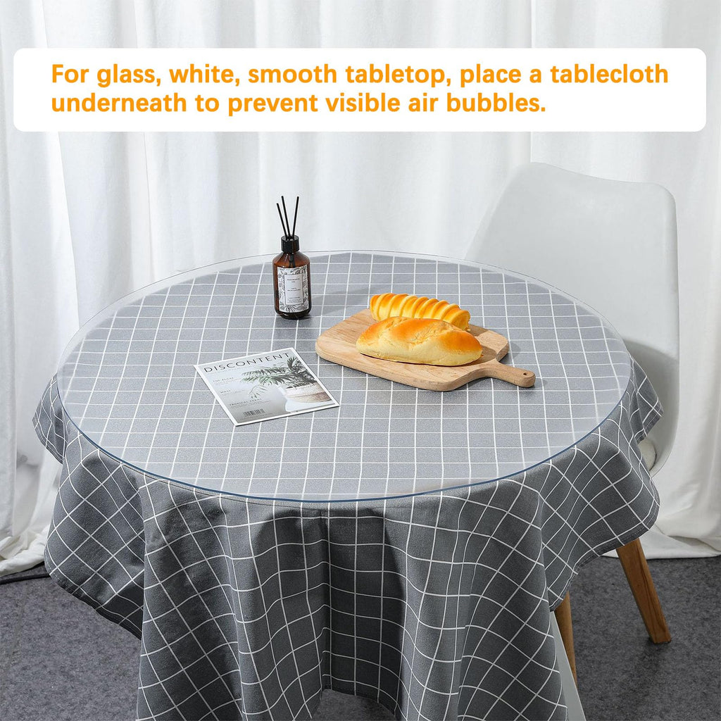52 Inch Round Clear Dining Table Protector Tablecloth Cover Desk Top Pad Mat for Glass Furniture Study Coffee End Bed
