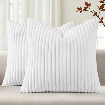 Fall Soft White Flannel Throw Pillow Covers 16X16 Set of 2