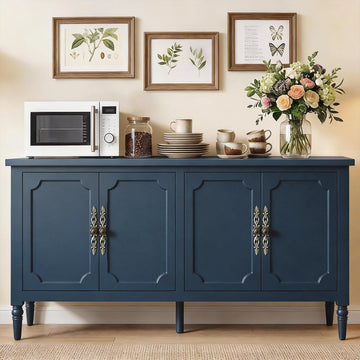 Sideboard Buffet Cabinet with Storage, 59" Mid Century Modern Credenza with 4 Doors, Coffee Bar Wine Bar Storage