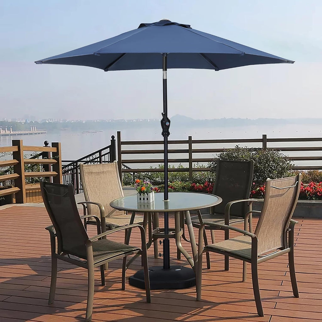 9FT Patio Umbrella Outdoor Table Umbrella,Market Umbrella with Push Button Tilt and Crank Pool, No Base (Navy Blue)