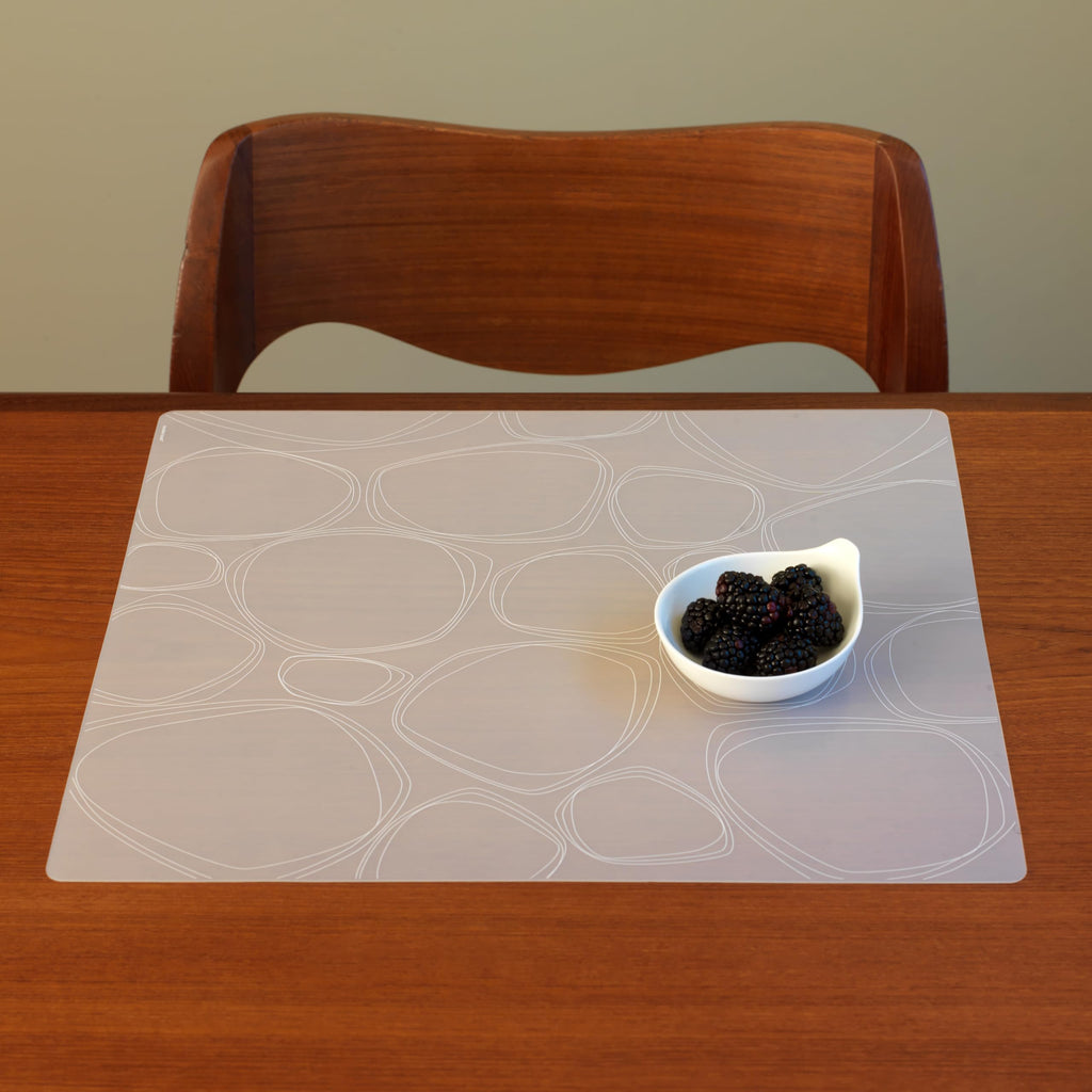 14 x 16 Rectangular Silicone Placemat, Pebble Print in White, 1 Count