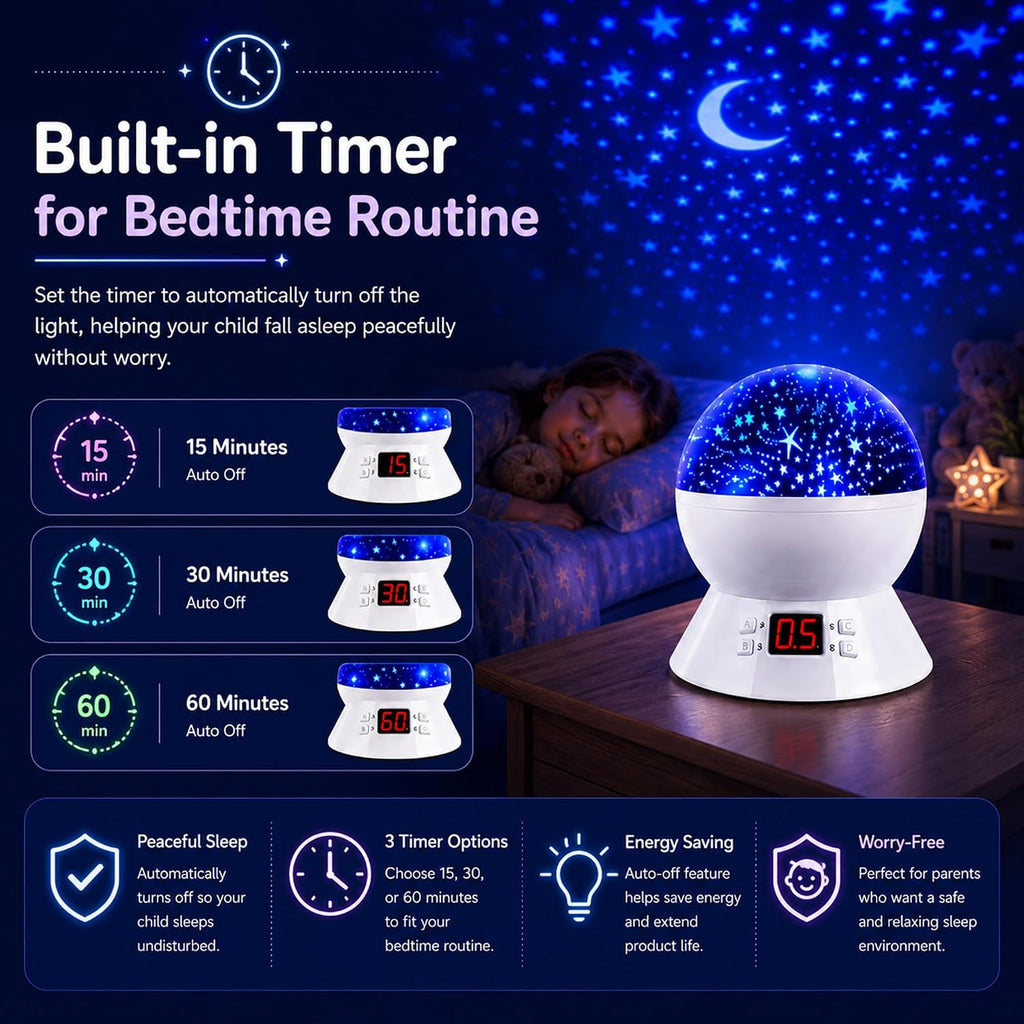 Star Projector Night Light for Kids | Star Light Projector with Timer