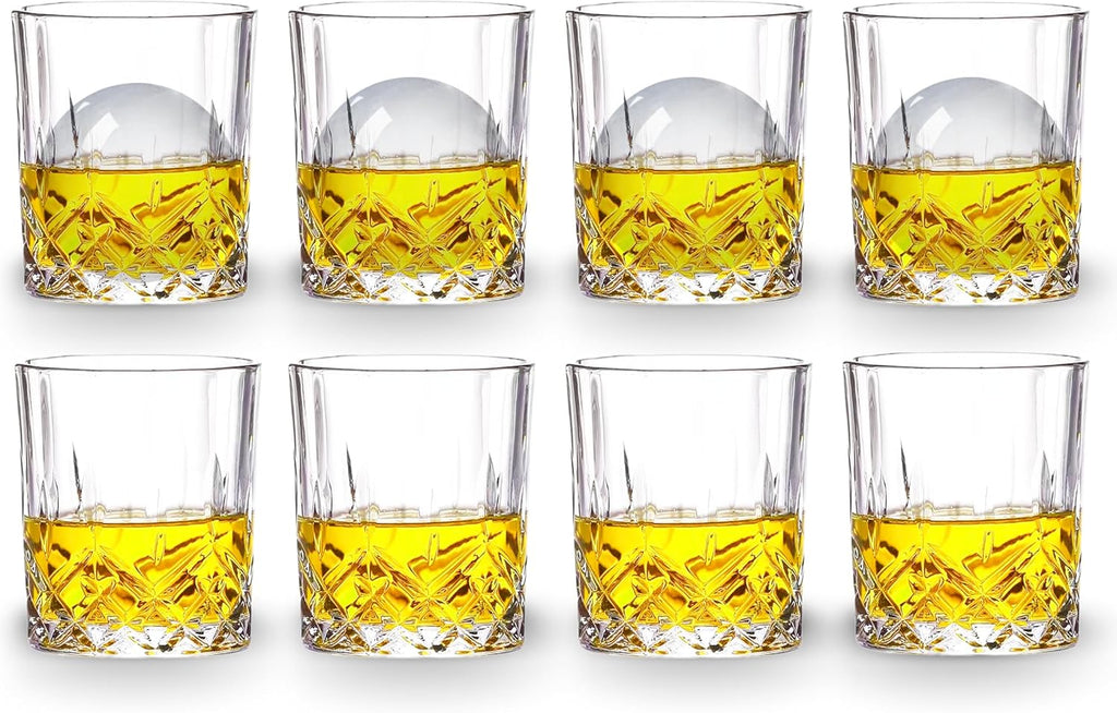 Crystal Whiskey Glasses Set of 8(Buy 6, get 2 Free), 11 OZ Old Fashioned Whiskey Glasses, Bourbon Cocktail Rocks
