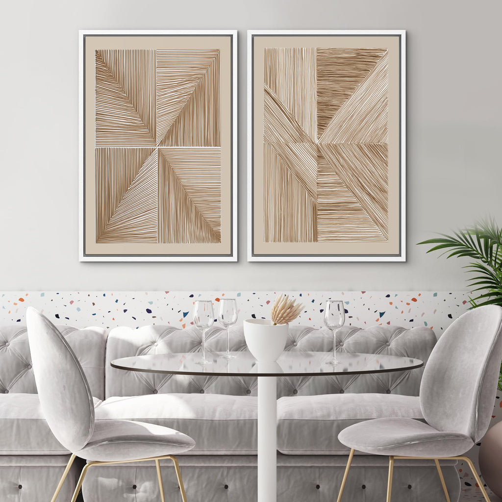 Framed Canvas Print Wall Art Geometric Line Art