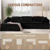 110" L-Shaped Modular Sectional Sofa with Chaise, Boneless Comfy Corduroy Fluffy Couch with Deep Seat and Side Pockets