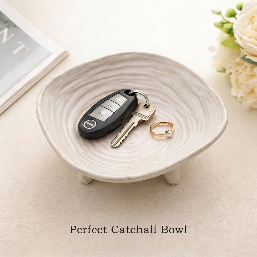 Small Decorative Bowl, 6" Ceramic Key Bowl for Entryway Table, Multi-Purpose Decorative Bowls for Candy, Jewelry