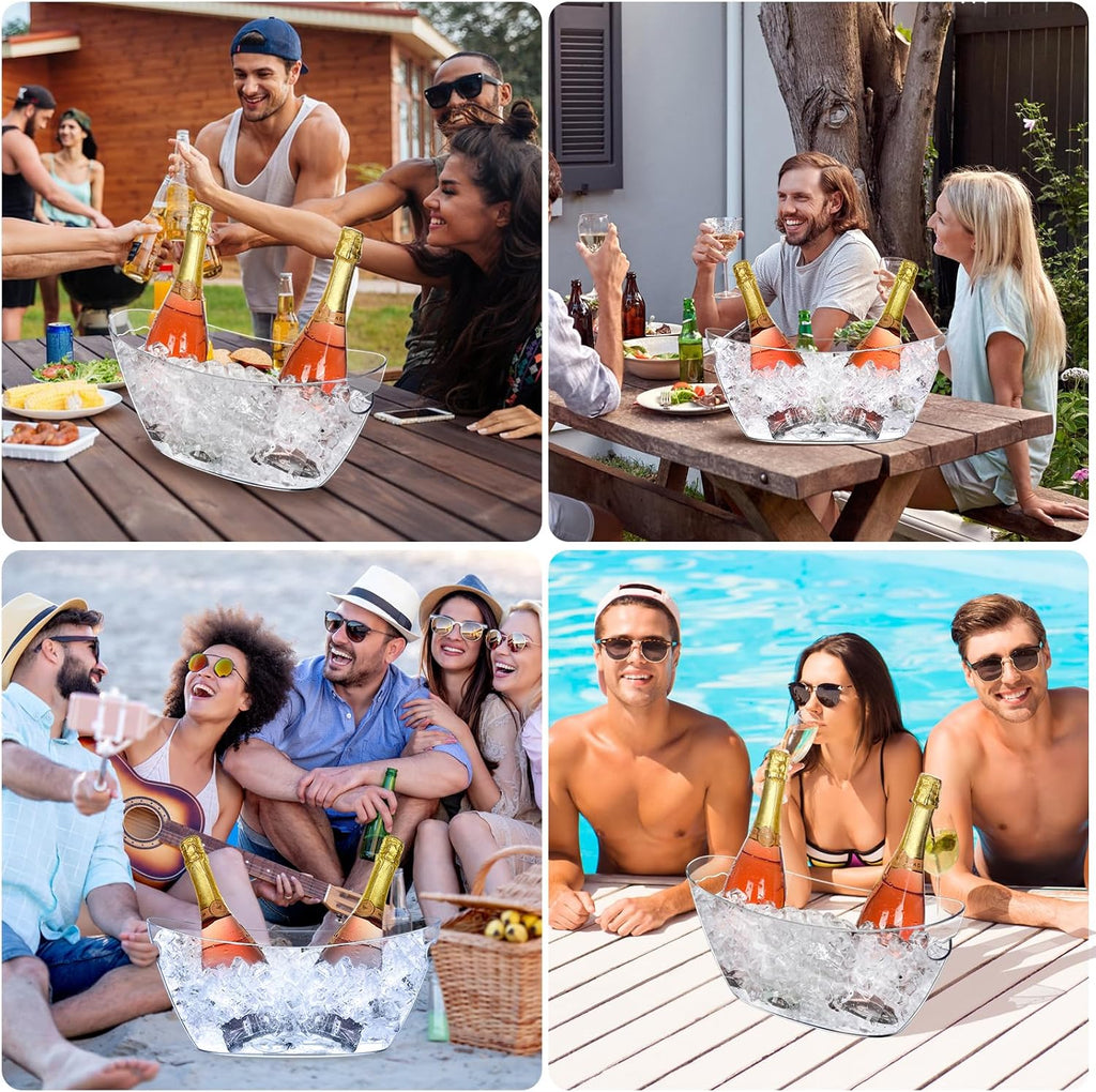 Ice Buckets for Parties (5.5L) Ice Buckets, Clear Acrylic Champagne Bucket, Drinks Beverage Tub for Cocktail - Set of 2