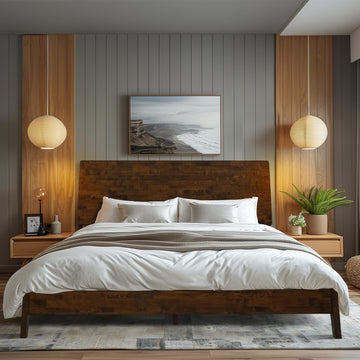 Serenity King Size Bed Frame, King Bed Frame with Headboard 800 lbs Capacity Natural Wood Bed All Mattress Support &