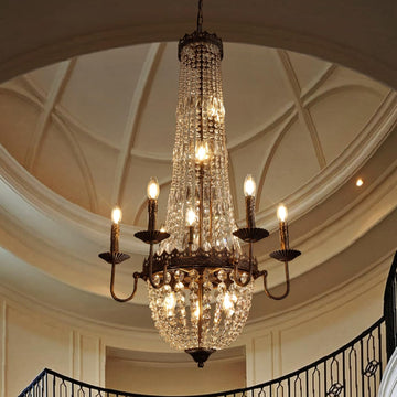 French Empire Crystal Chandelier, 12-Light Vintage Crystal Chandelier, 25'' Long Road French Farmhouse Pendant Light, for Foyer, Hallway, Dining Room, Entryway, Drawing Room A108-B0D69P67SC