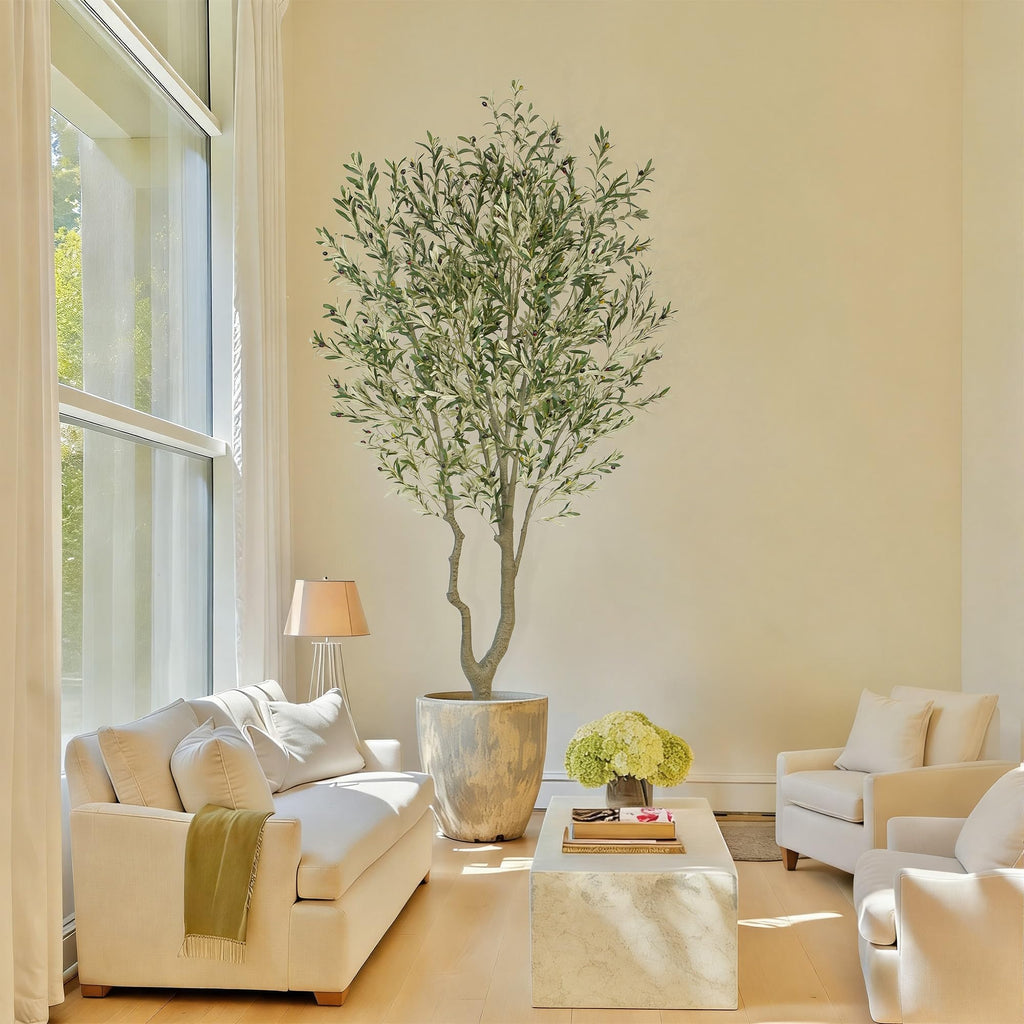 Majestic Faux Olive Tree 10ft - Artificial Olive Tree Indoor & Outdoor with Lifelike Leaves & Textured Branches