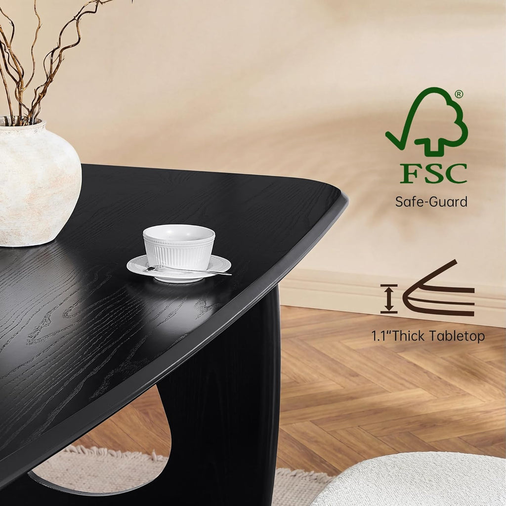 Modern Dining Table for 4-6 People,68'' Rectangle Dining Table, Kitchen Table with Pedestal Base, Dinner Table for