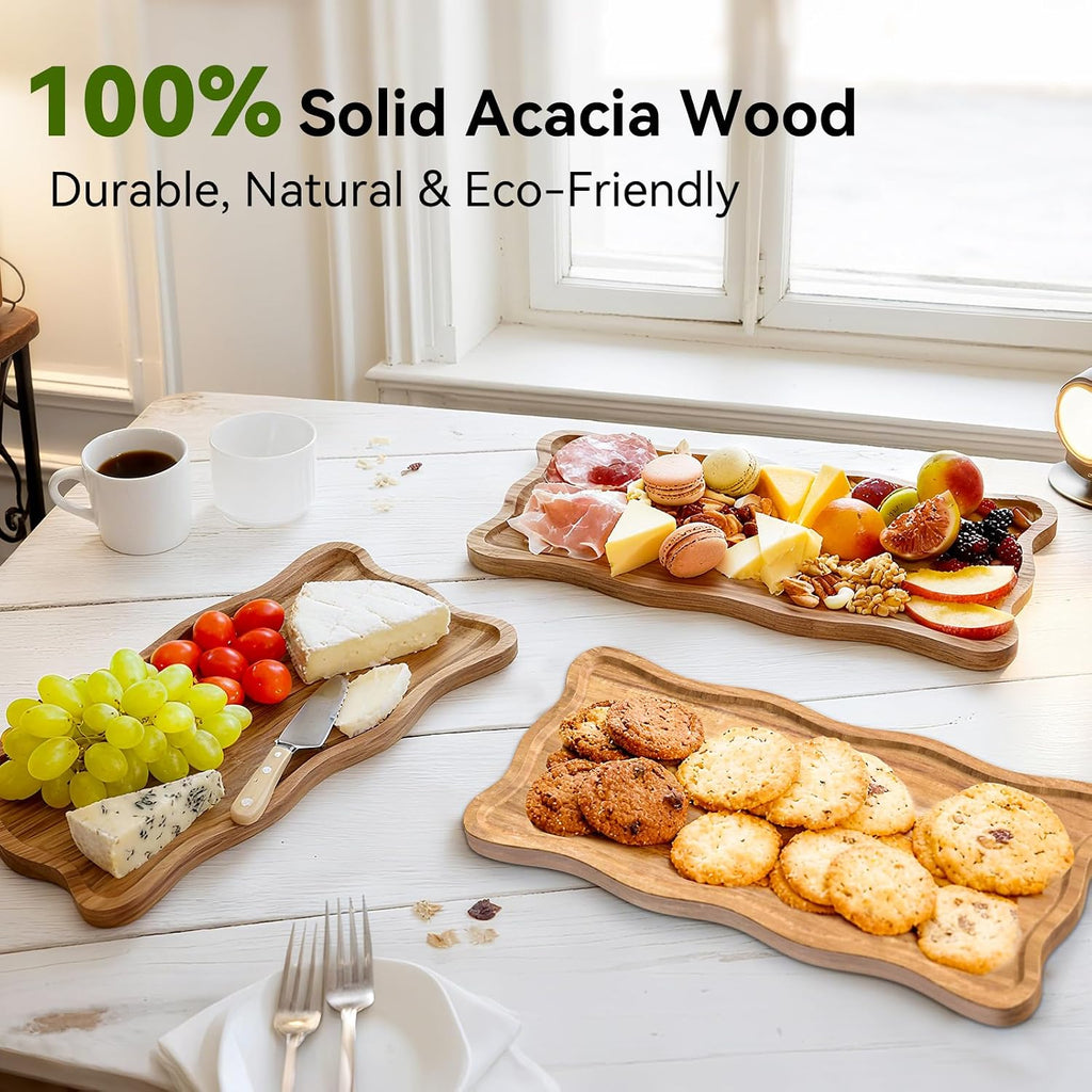 Acacia Wood 3 Tier Cupcake Stand, Serving Tray for Party, Foldable Dessert Table Display Set, Tiered Tray Decor - Set of 3