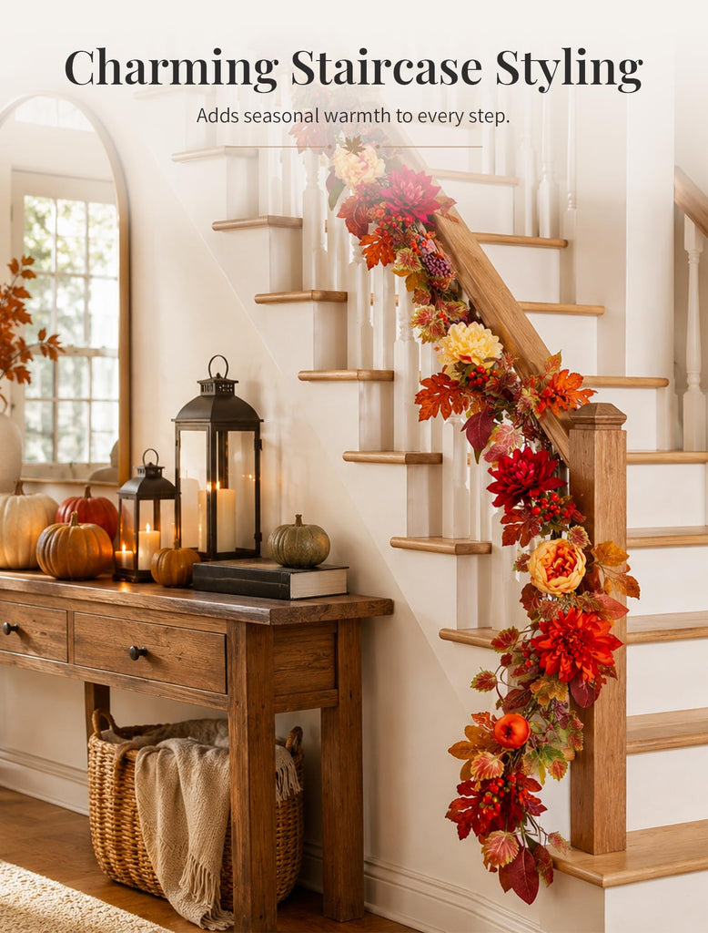 6Ft Fall Garland for Mantle: Fall Decor Thanksgiving