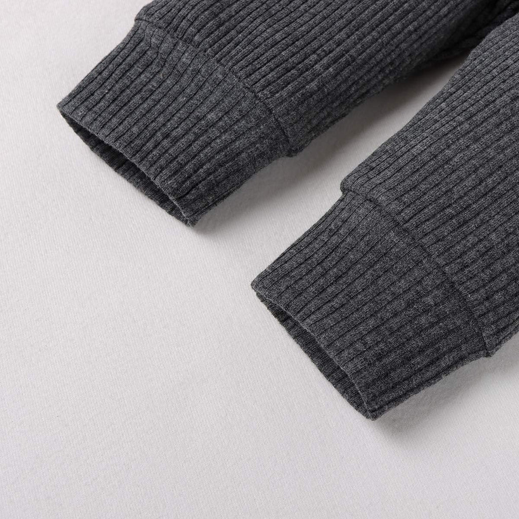 Newborn Infant Baby Boys Girls Fall Winter Clothes Ribbed Long Sleeve Romper Tops and Pants Outfits Set