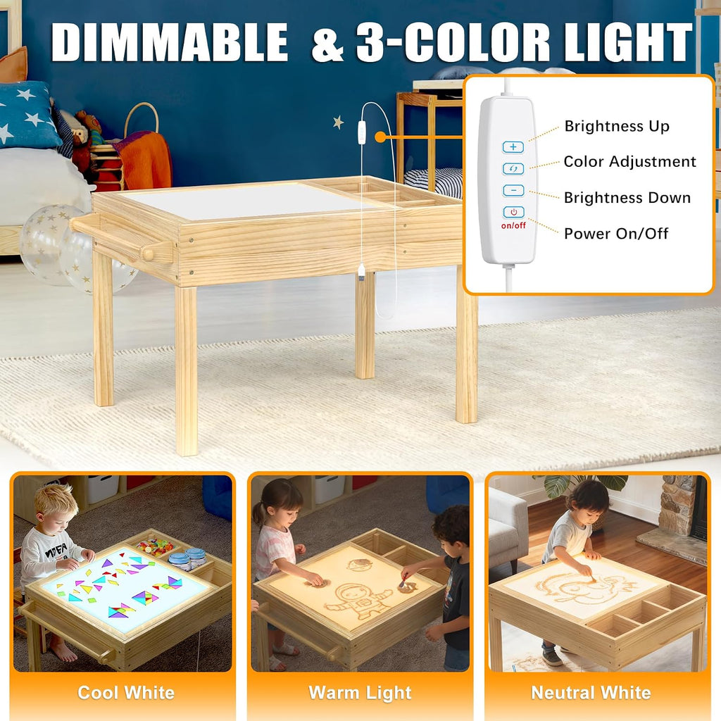 Sensory Light Table for Kids, in-1 Activity Table with Storage