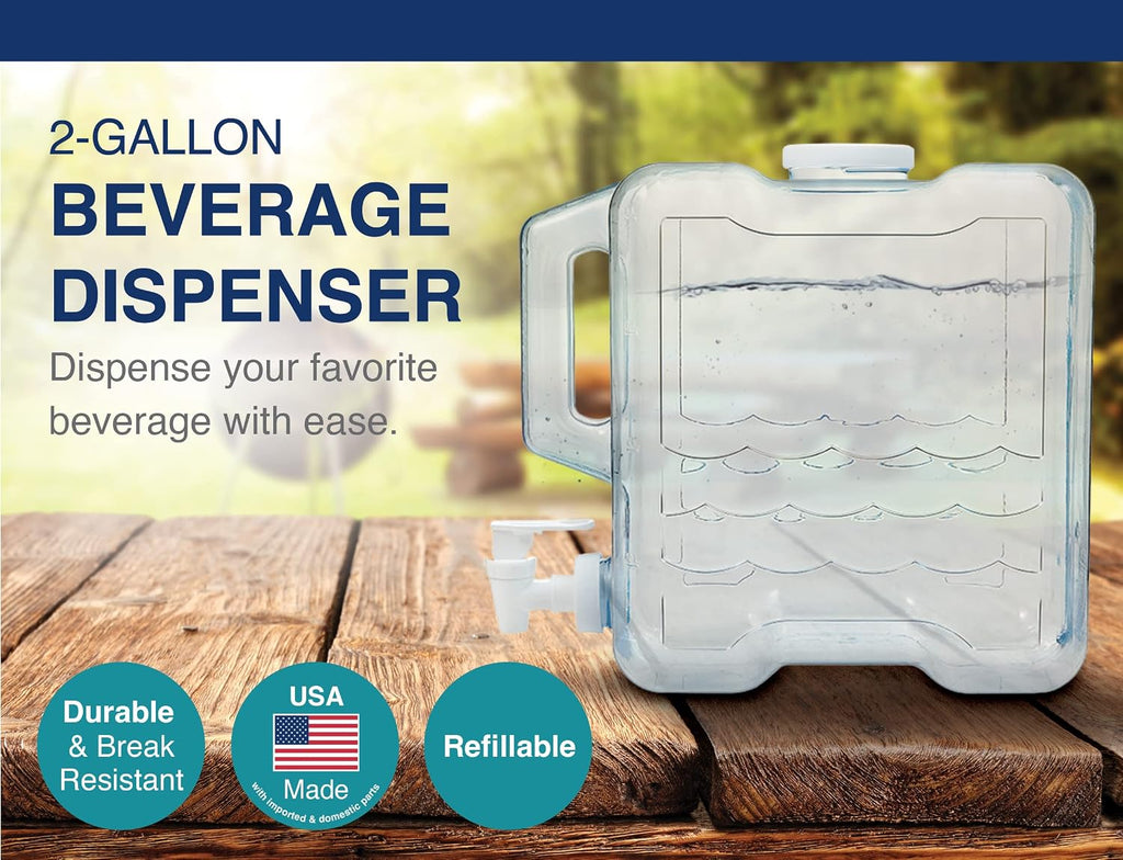 2 Gallon Drink Dispenser for Fridge - Plastic Beverage Dispenser with Spigot for Easy Dispensing - BPA Free Plastic