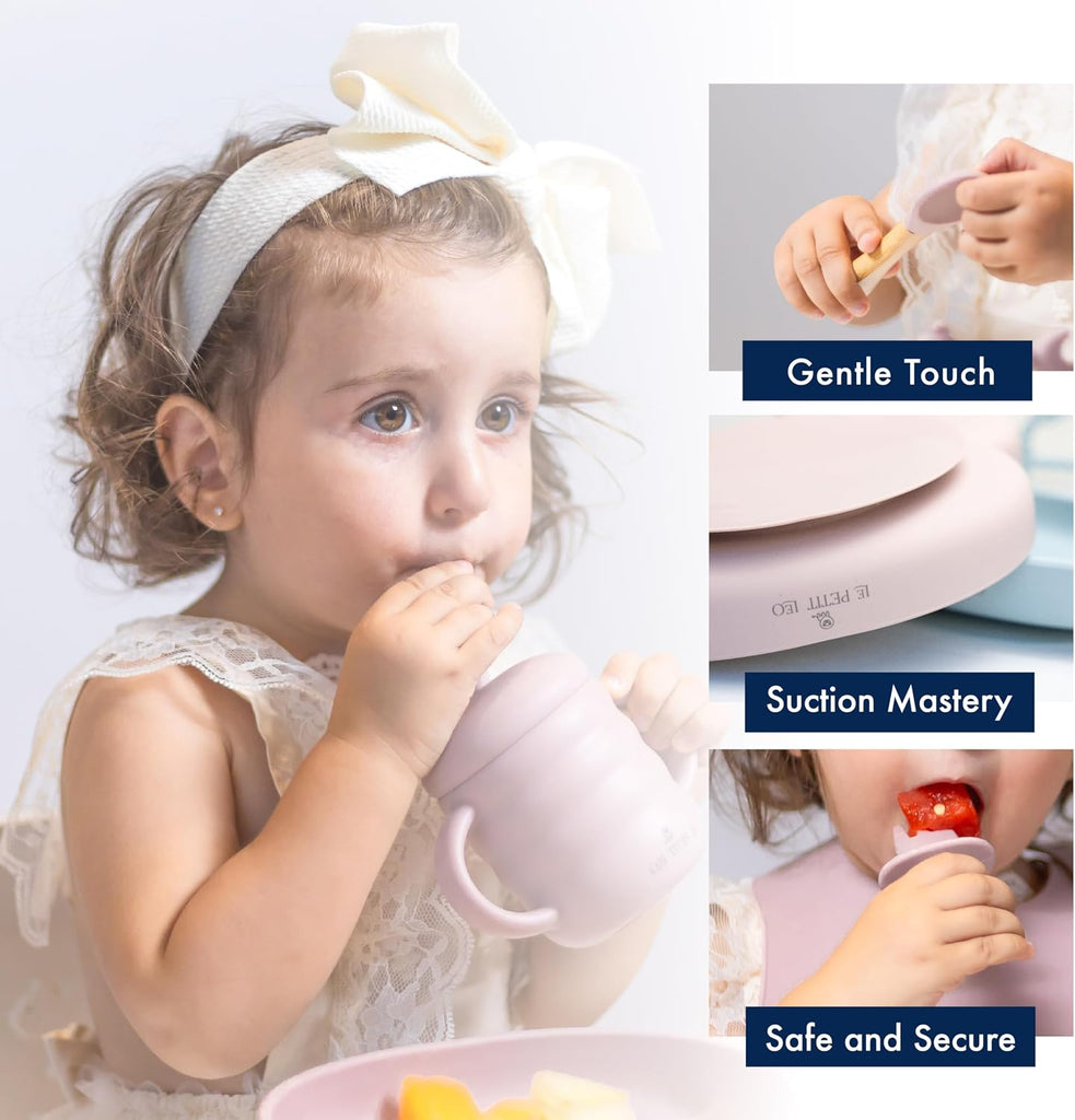 Feeding Set - Complete Baby Led Weaning Supplies with Non-Toxic Silicone Bibs, Suction Plates, Suction Baby Bowl
