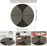 Enfys Modern Rainbow Round Rug, 6ft Easy Jute Circle Patio Rug Washable Indoor Outdoor Carpet for Li