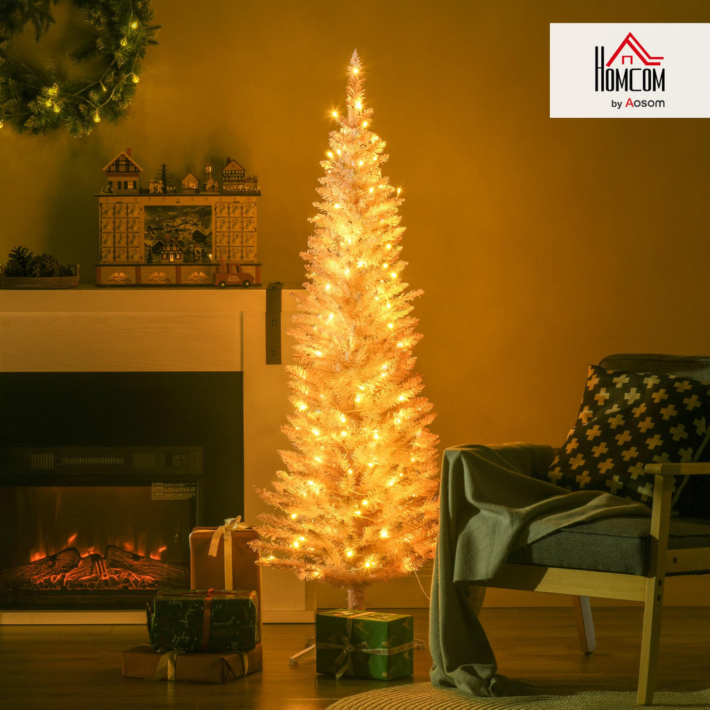Noble Fir Artificial Pencil Christmas Tree Prelit 5' Pink