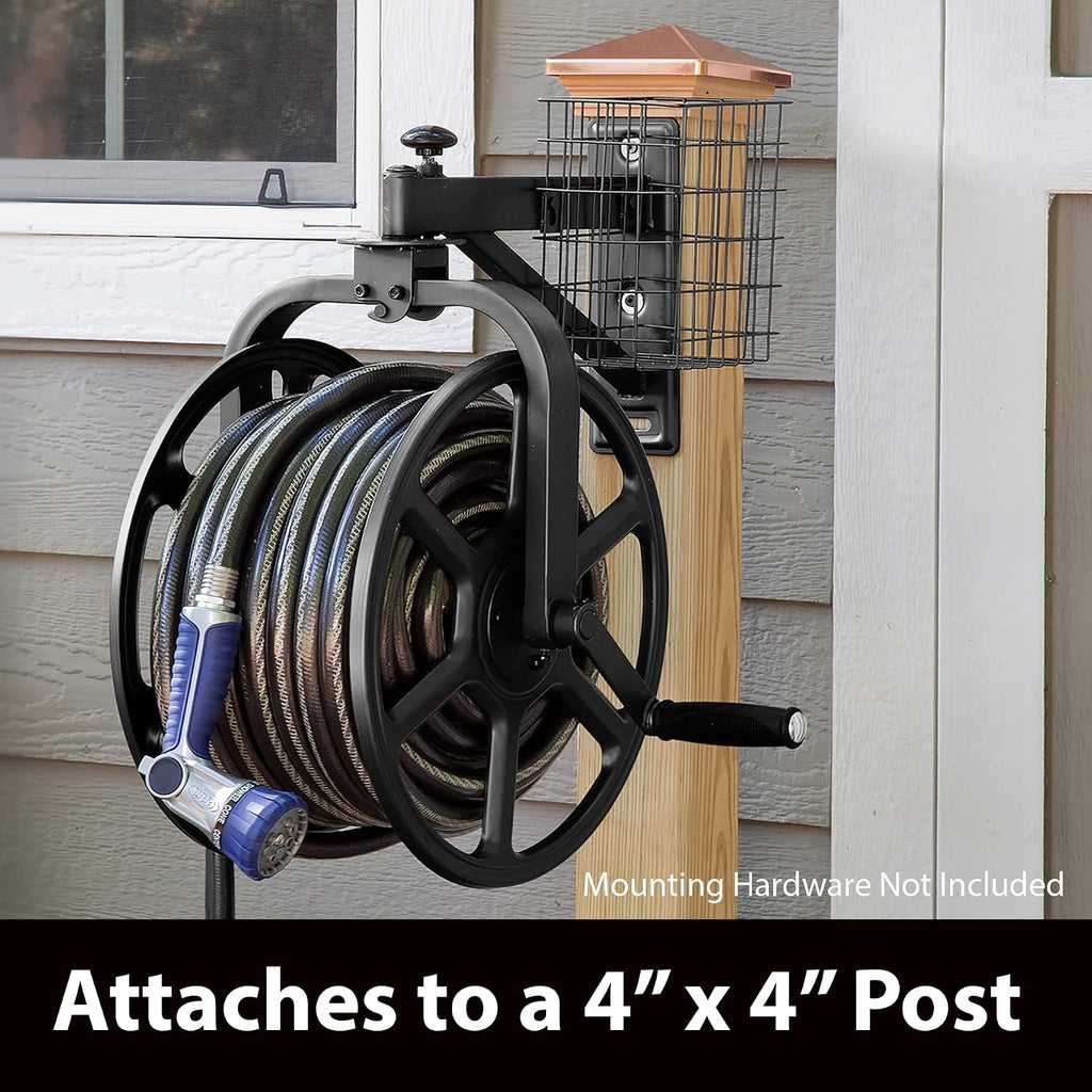 Garden 712-B Single Arm Navigator Multi-Directional Garden Hose Reel, Holds 125-Feet of, 5/8-Inch, Black