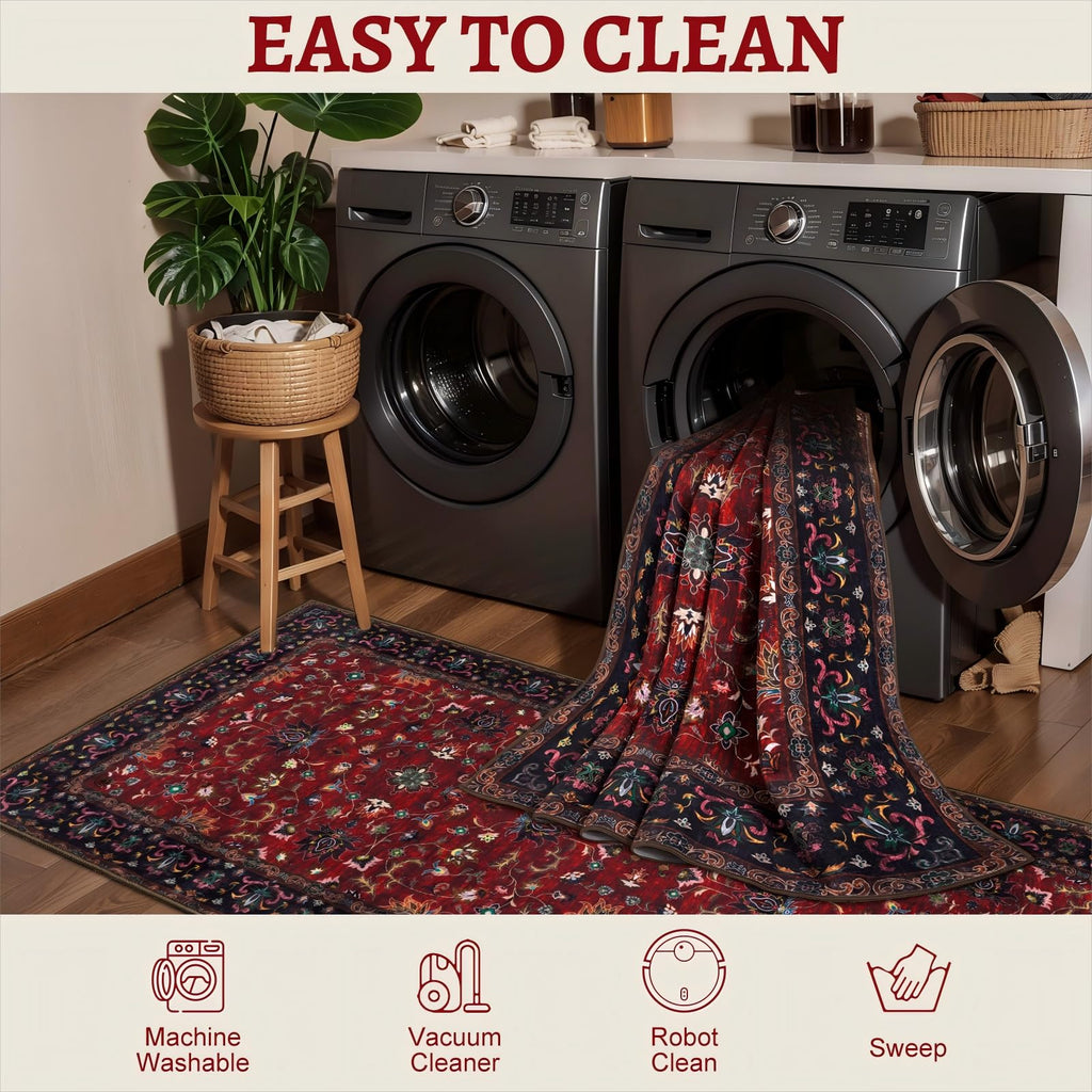 Red 2x5 Washable Runner Rugs s, Oriental Non Slip Rug Runner