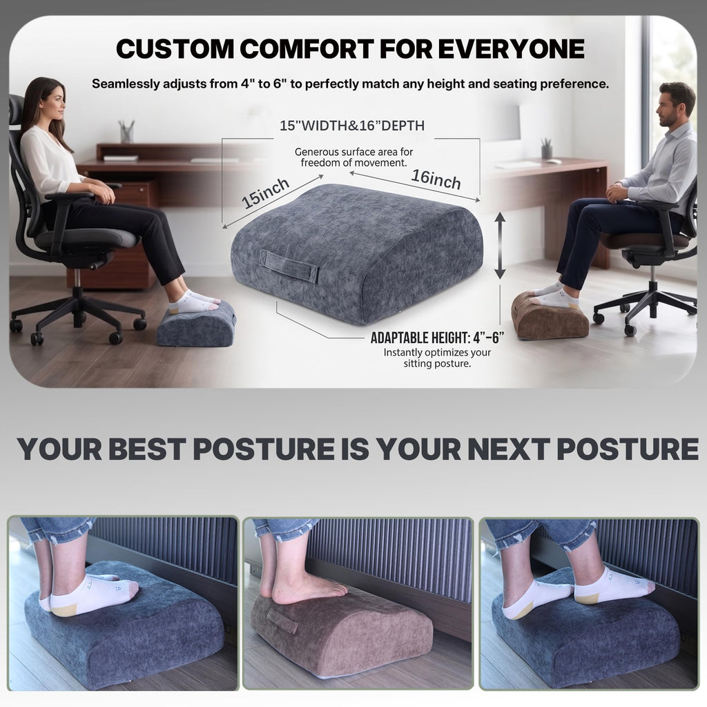 Rocking Foot Stool Under Desk, Adjustable Height Footrest, Taupe